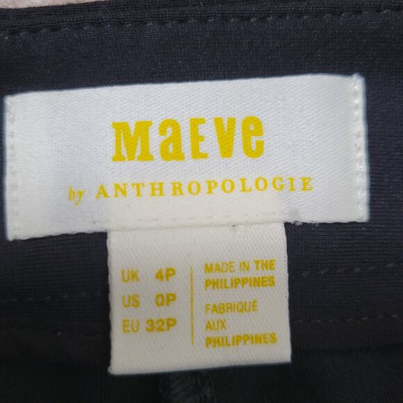 Anthropologie Maeve Zipper Ankle Dress Pants Career Office Black Preppy 0 Petite - Picture 2 of 15